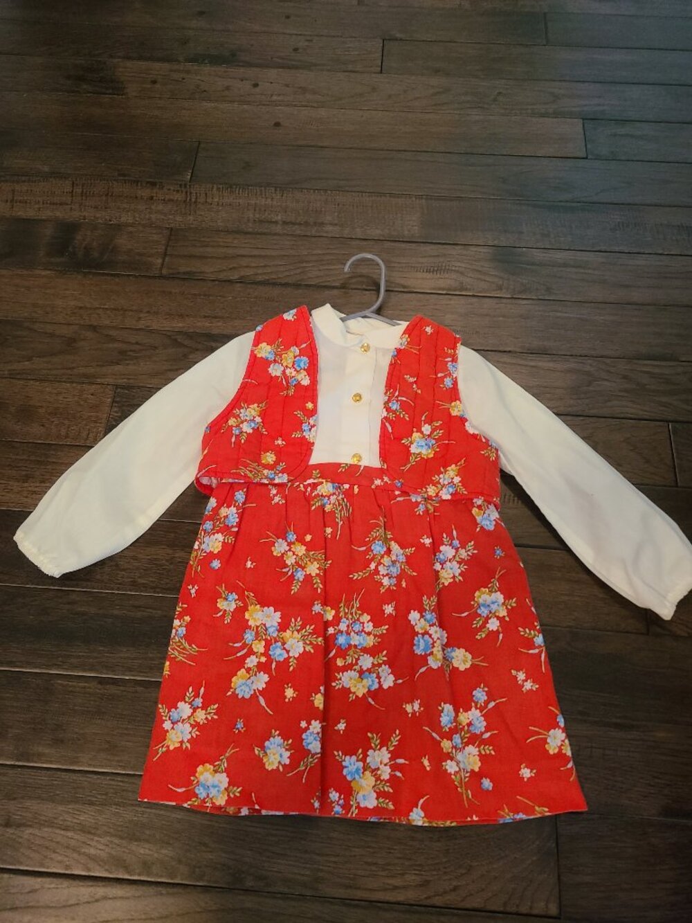 Vintage orange floral dress - kids 80s